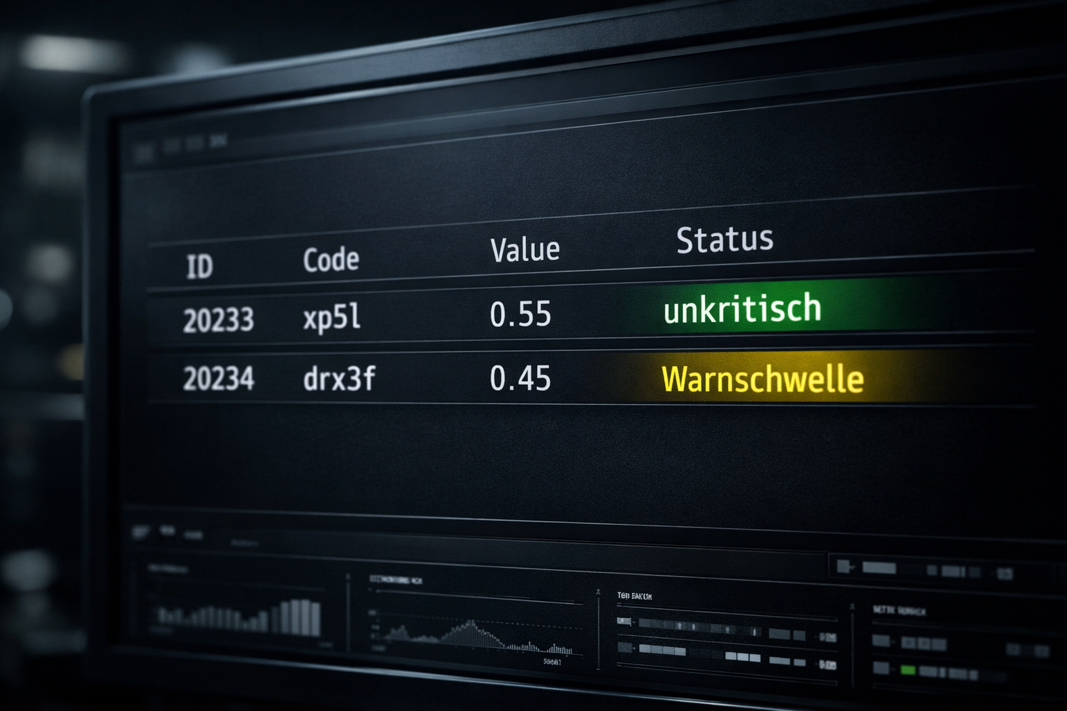 Critical Infrastructure control room monitor with status display
